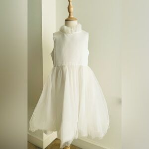 KIDS | Girls Elegant White Sleeveless Dress with tulle collar  | Size 7